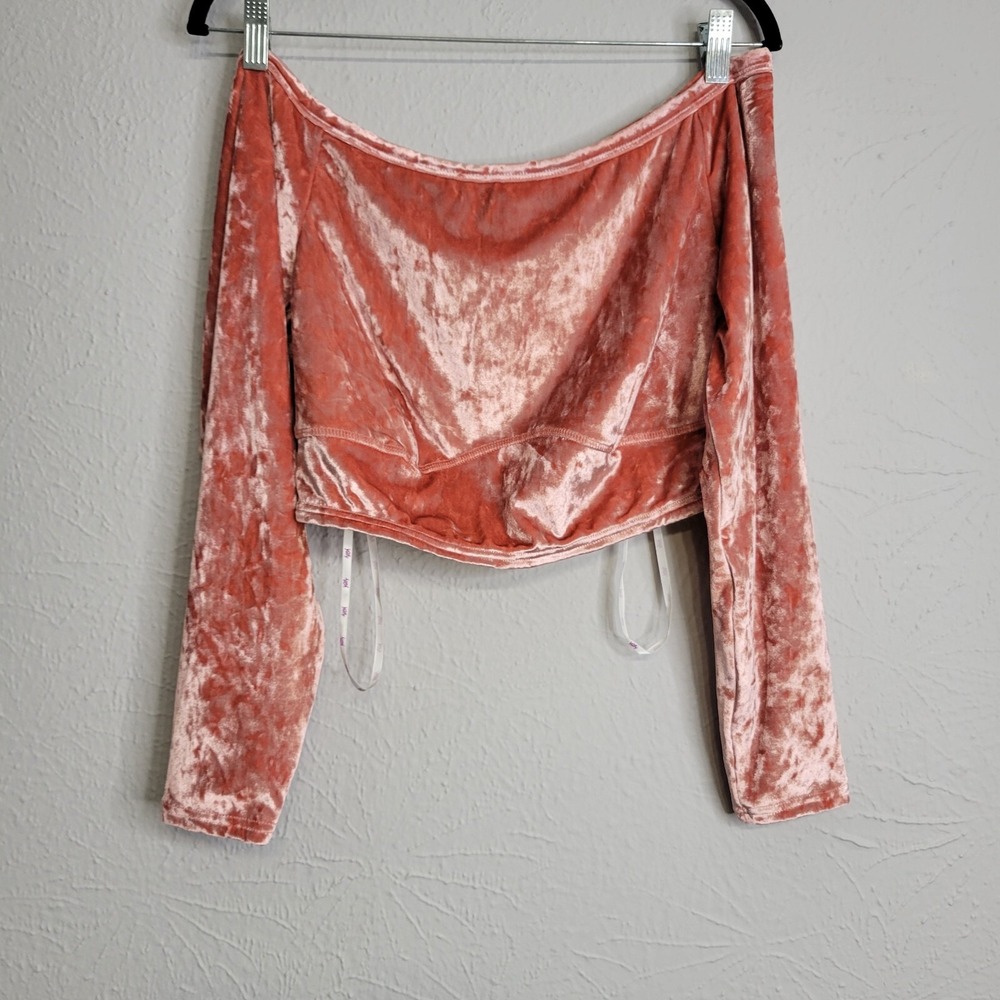 3 / $30 Yitty Top 1X Pink Crushed Velvet Plusshy Shaping Long‎ Sleeve Pullover